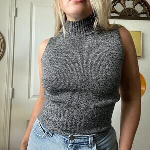 Vintage Y2K 2000s NWT GAS Salt & Pepper Turtle Neck Knit Tank Sz M